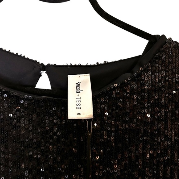 Smash + Tess Forever Frosted Dress-Black Sequin Midi Dress-Holiday New Years- XS - Picture 12 of 15